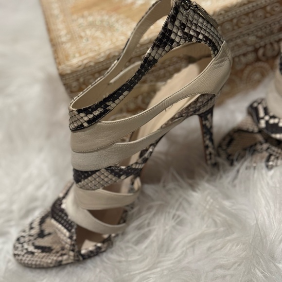 Gucci Python Caged Pumps Leather & Suede Sandals # 258343 39 FITS like 8.5 - Picture 4 of 13